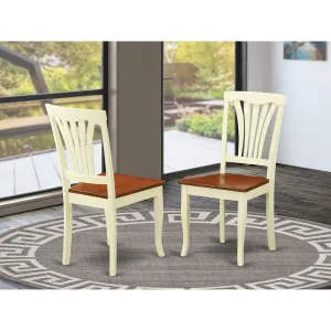 East West Furniture AVC-WHI-W Avon Kitchen Dining Chairs - Slat Back Solid Wood Seat Chairs, Set of 2, Buttermilk & Cherry