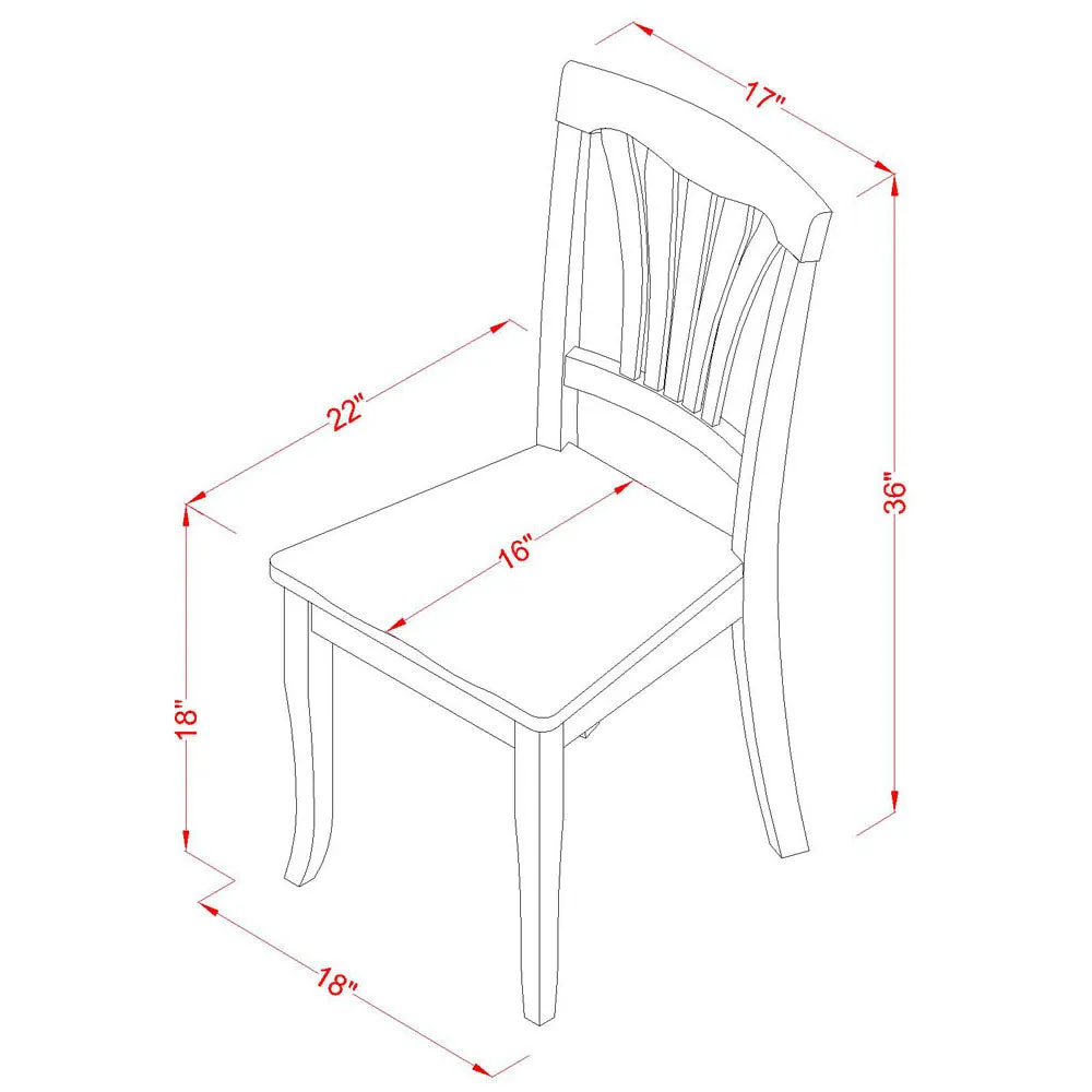 East West Furniture AVC-WHI-W Avon Kitchen Dining Chairs - Slat Back Solid Wood Seat Chairs, Set of 2, Buttermilk & Cherry