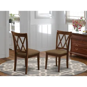 East West Furniture CLC-MAH-C Clarksville Dinette Chairs - Linen Fabric Upholstered Wood Chairs, Set of 2, Mahogany
