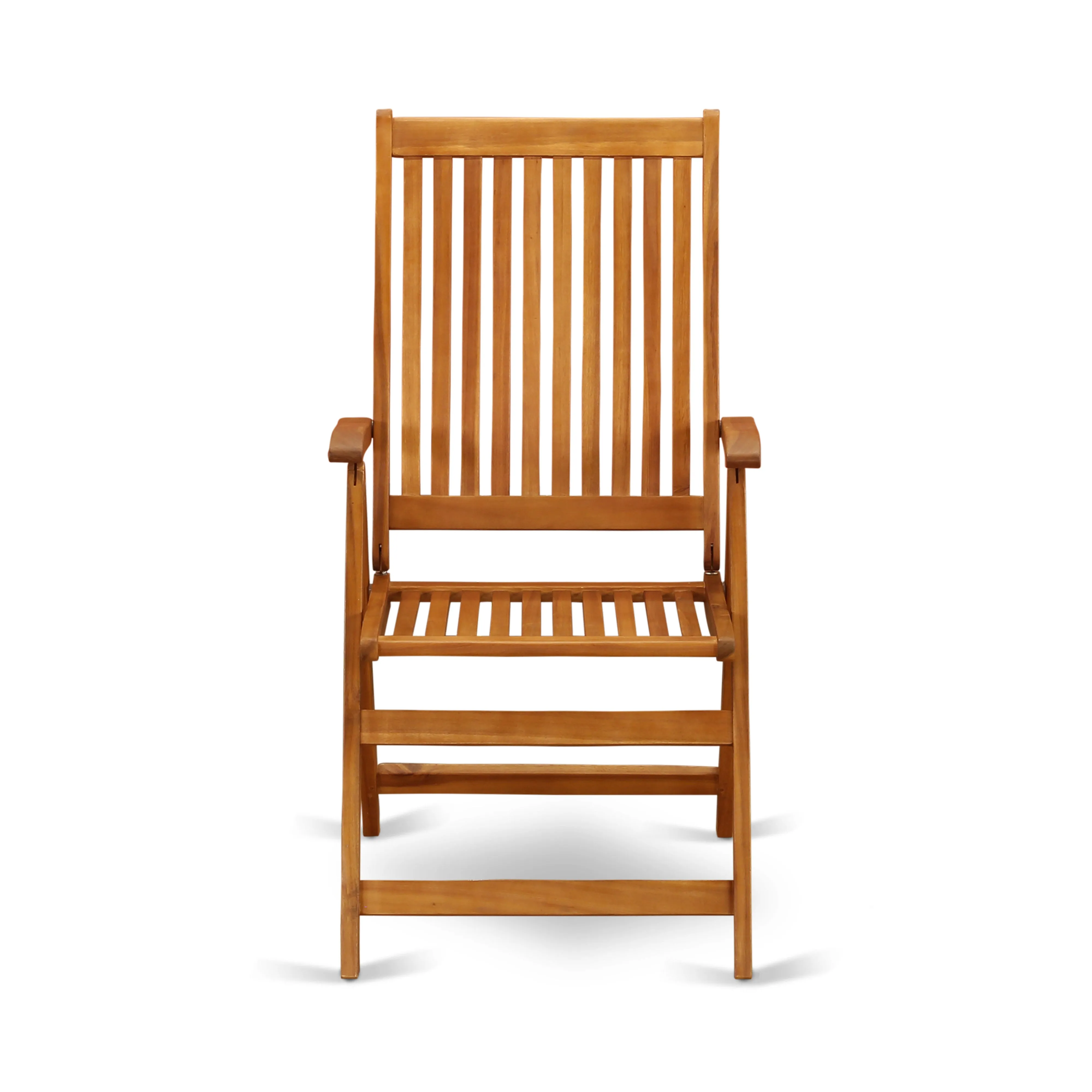 East West Furniture CMCN7NC5N 7 Piece Patio Bistro Dining Furniture Set Consist of a Rectangle Outdoor Acacia Wood Table and 6 Folding Adjustable Arm Chairs, 36x66 Inch, Natural Oil