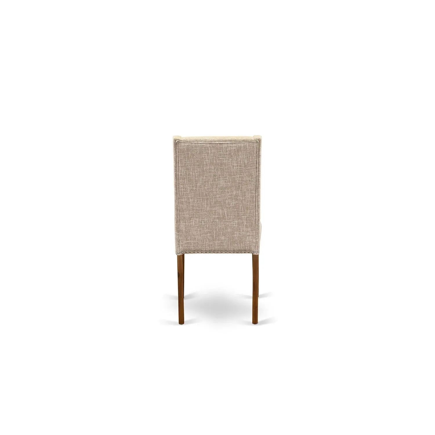 East West Furniture DLFL5-ANA-04 5 Piece Dining Room Furniture Set Includes a Round Dining Table with Dropleaf and 4 Light Tan Linen Fabric Parsons Chairs, 42x42 Inch, Natural
