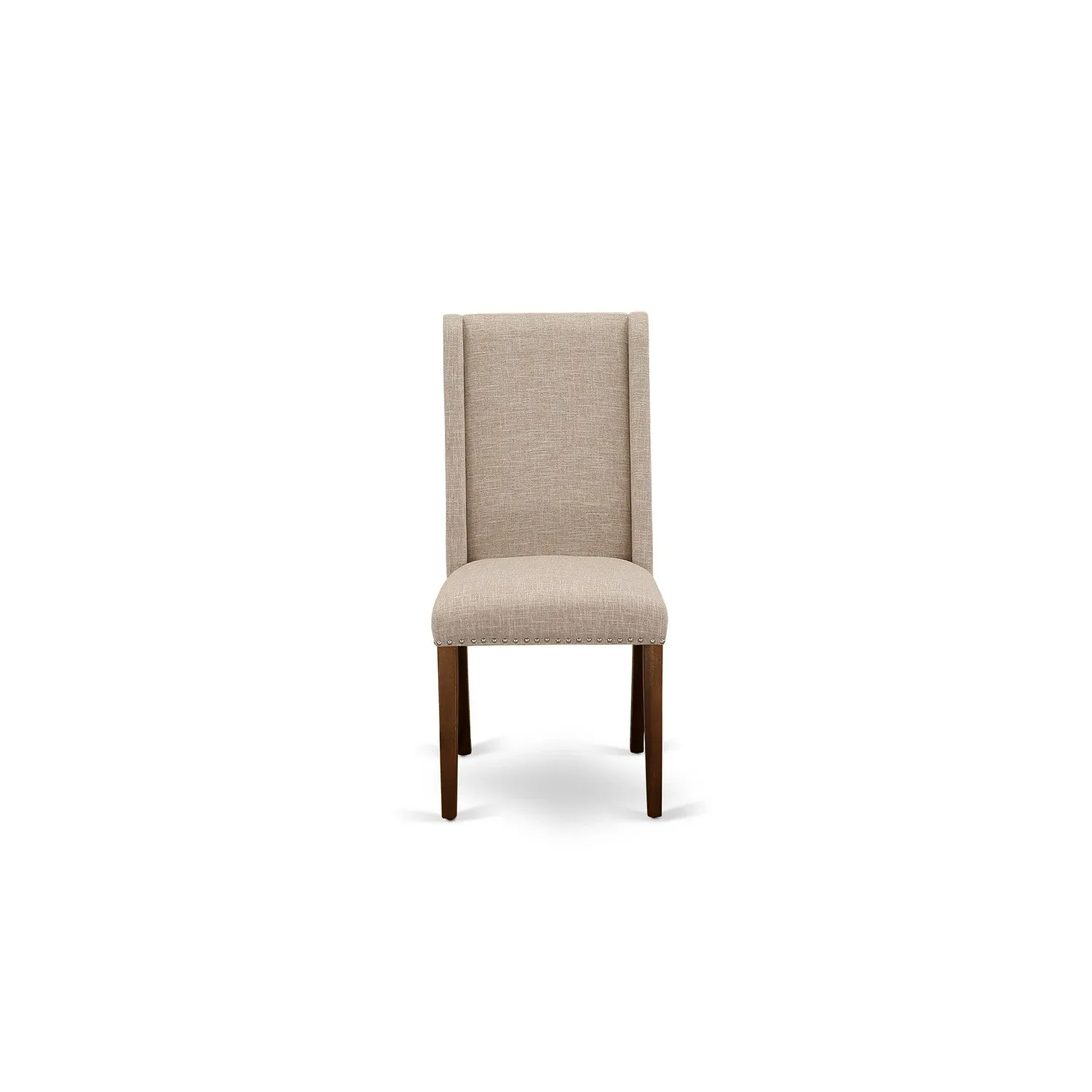 East West Furniture DLFL5-ANA-04 5 Piece Dining Room Furniture Set Includes a Round Dining Table with Dropleaf and 4 Light Tan Linen Fabric Parsons Chairs, 42x42 Inch, Natural