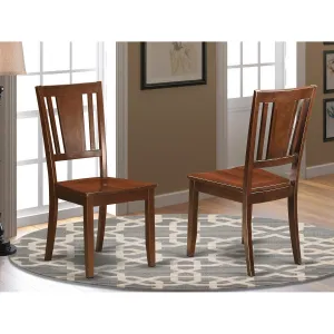 East West Furniture DUC-MAH-W Dudley Dining Room Chairs - Slat Back Wood Seat Chairs, Set of 2, Mahogany
