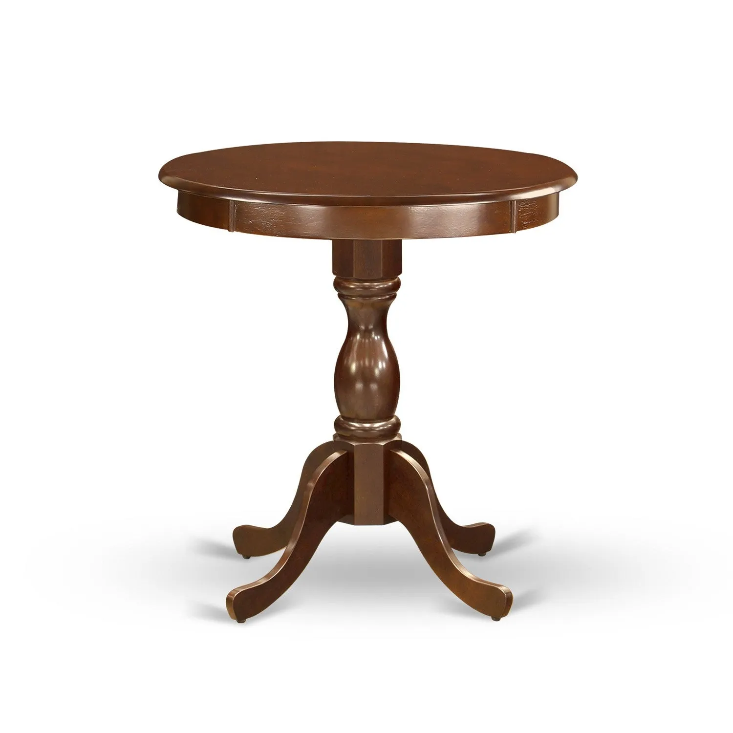 East West Furniture ESNF3-MAH-W 3 Piece Kitchen Table Set for Small Spaces Contains a Round Dining Room Table with Pedestal and 2 Dining Chairs, 30x30 Inch, Mahogany