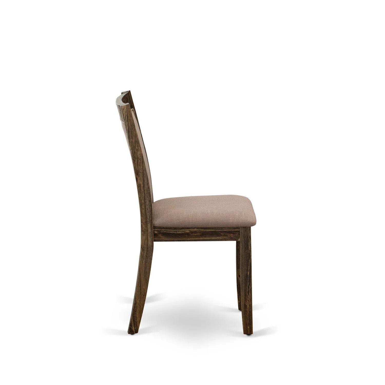 East West Furniture F2MZ5-N04 5 Piece Dining Room Furniture Set Includes a Round Dining Table with Pedestal and 4 Light Tan Linen Fabric Upholstered Chairs, 48x48 Inch, Antique Walnut