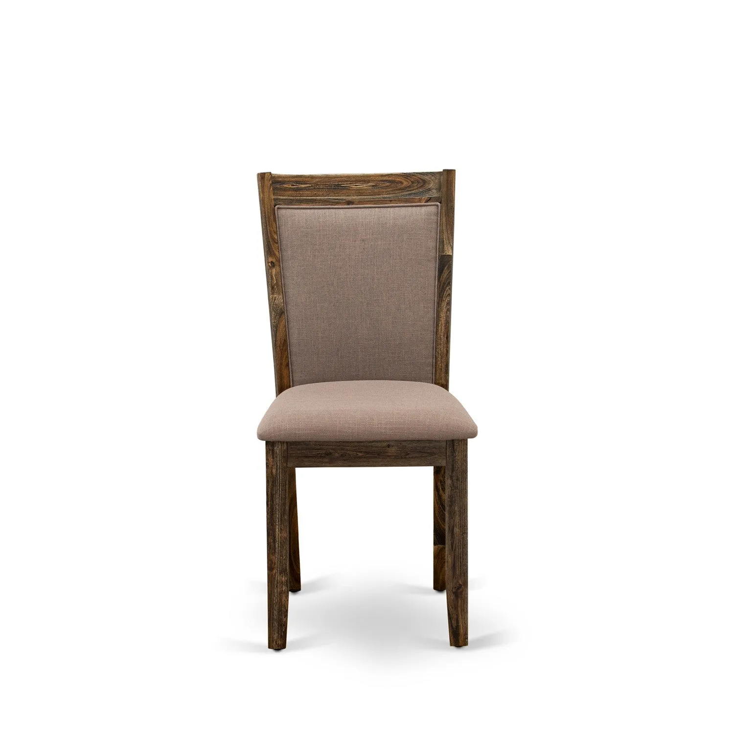 East West Furniture F2MZ5-N04 5 Piece Dining Room Furniture Set Includes a Round Dining Table with Pedestal and 4 Light Tan Linen Fabric Upholstered Chairs, 48x48 Inch, Antique Walnut