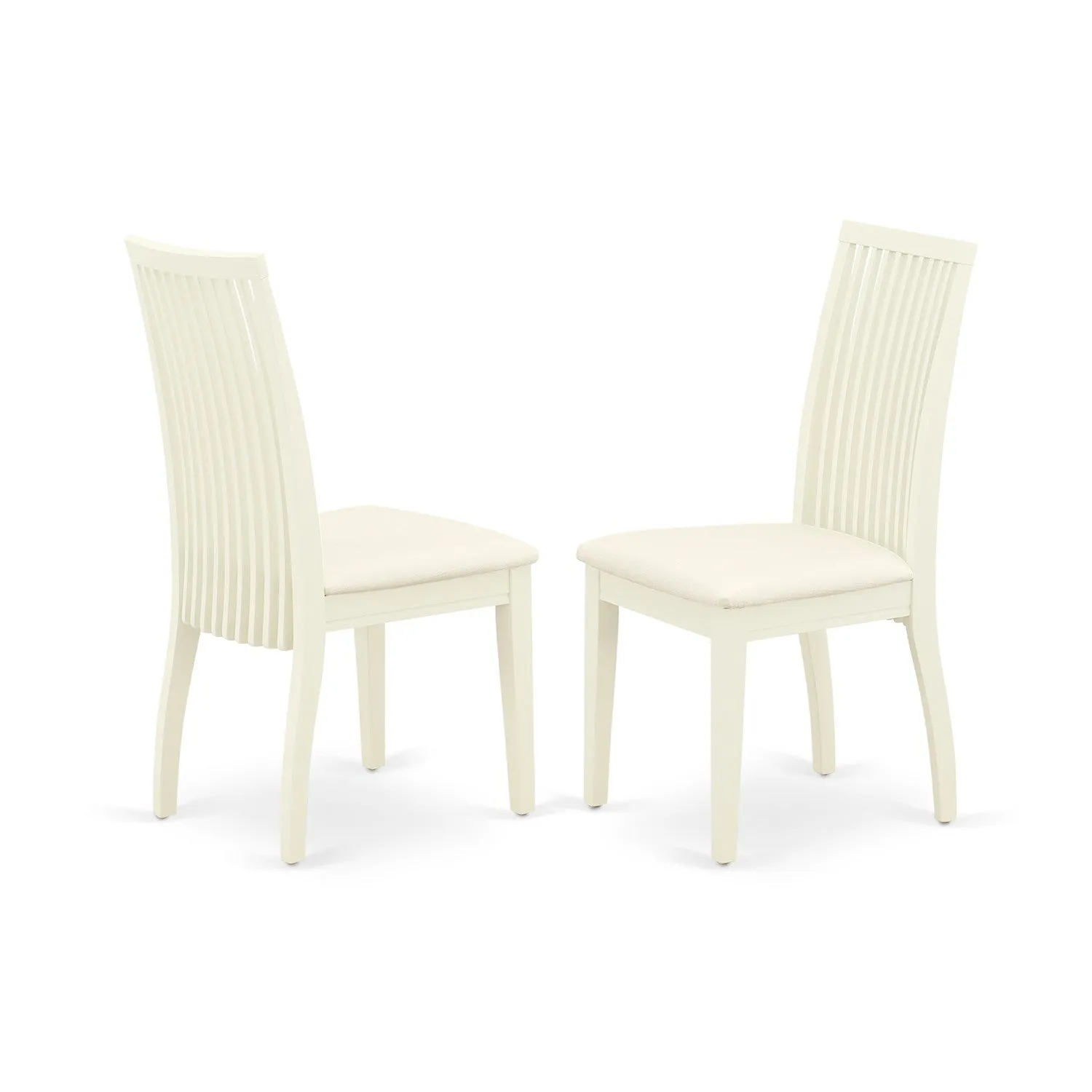 East West Furniture IPC-LWH-C Ipswich Dining Chairs - Linen Fabric Upholstered Wood Chairs, Set of 2, Linen White