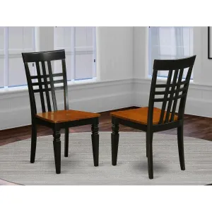 East West Furniture LGC-BCH-W Logan Dining Room Chairs - Stylish Back Solid Wood Seat Chairs, Set of 2, Black & Cherry