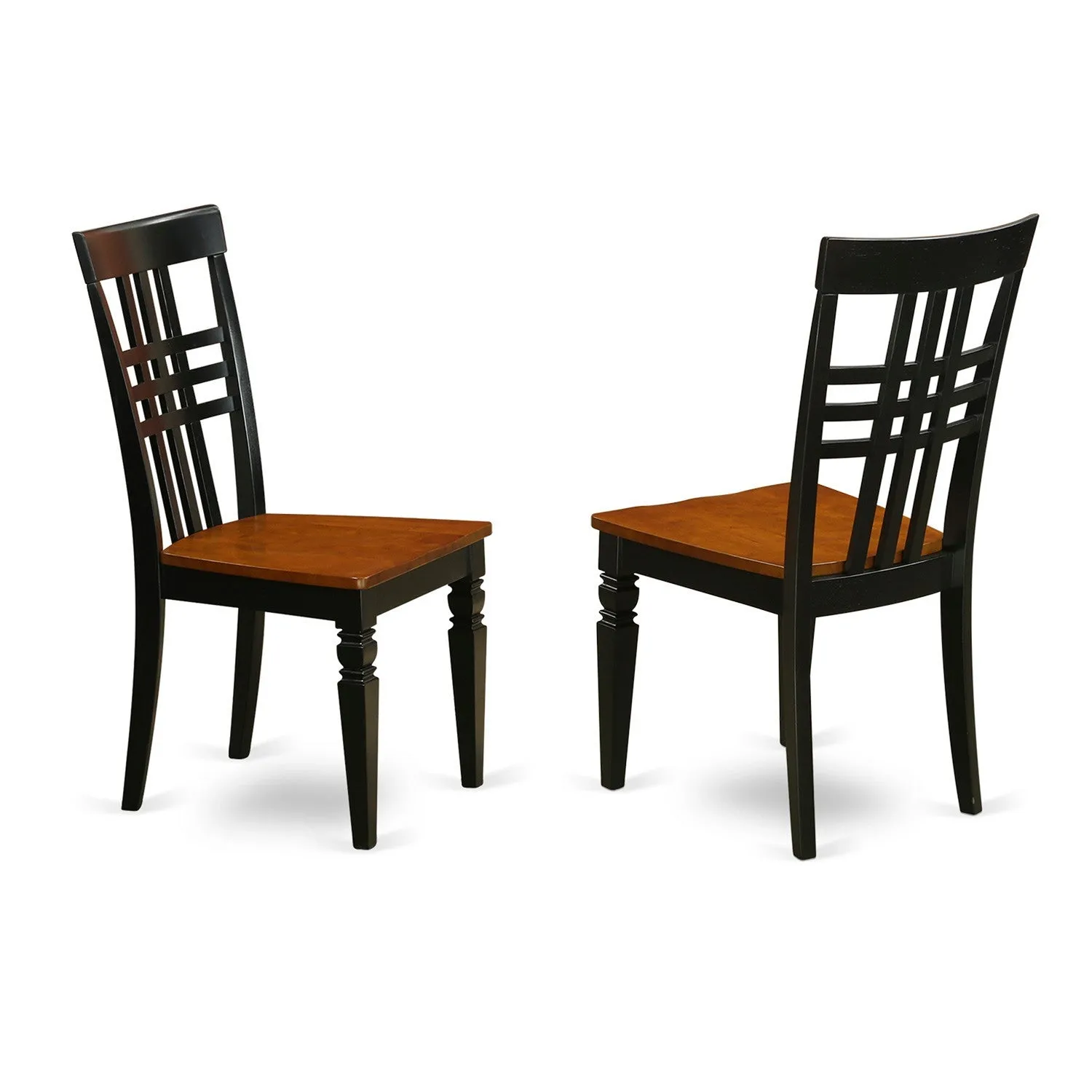 East West Furniture LGC-BCH-W Logan Dining Room Chairs - Stylish Back Solid Wood Seat Chairs, Set of 2, Black & Cherry