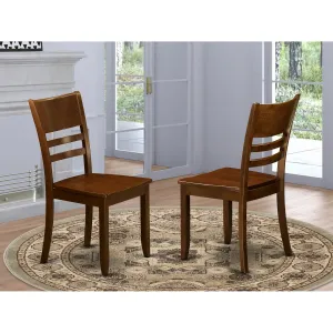 East West Furniture LYC-ESP-W Lynfield Dining Chairs - Ladder Back Wood Seat Kitchen Chairs, Set of 2, Espresso