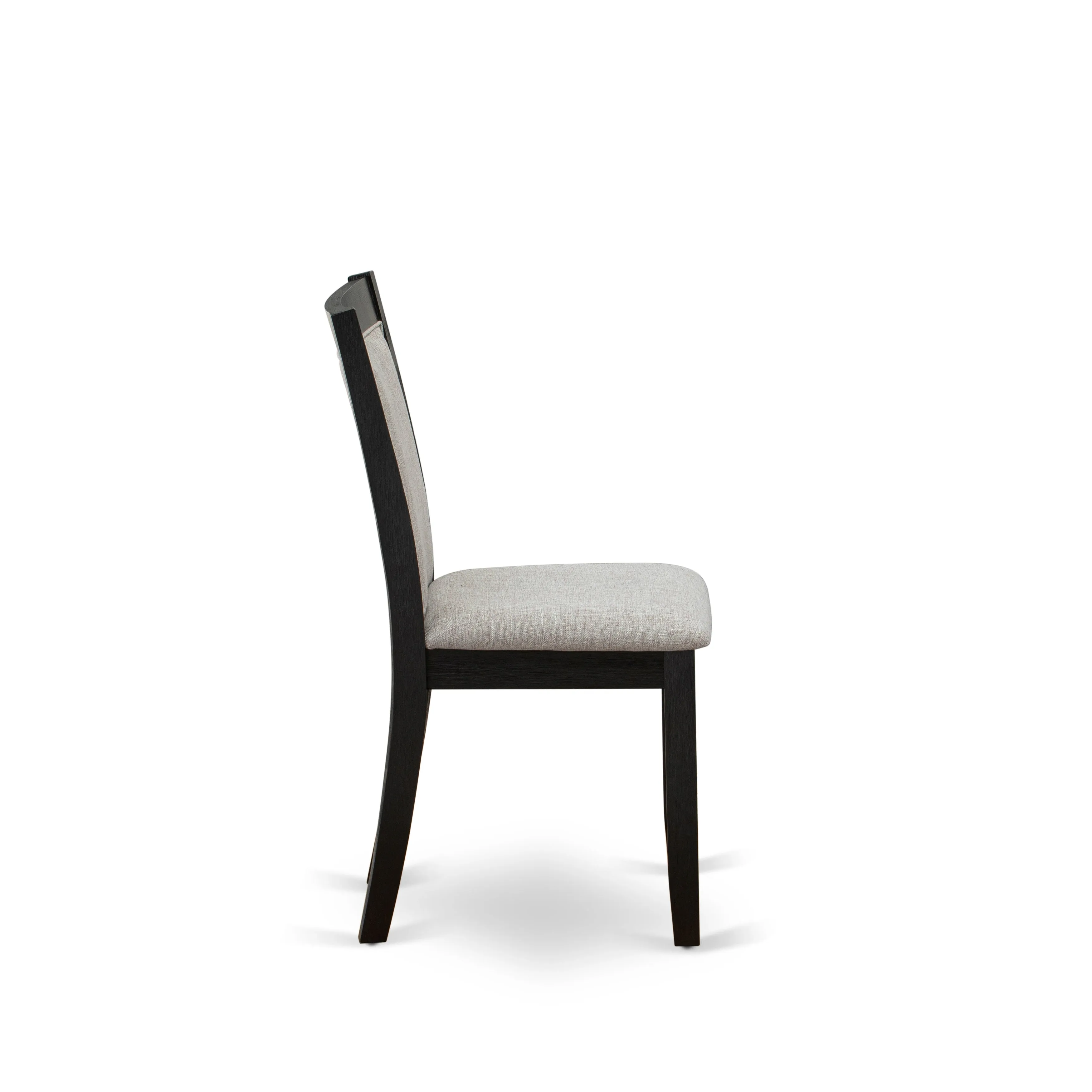 East West Furniture MZC6T06 Monza Parson Chairs - Shitake Linen Fabric Padded Dining Chairs, Set of 2, Wirebrushed Black