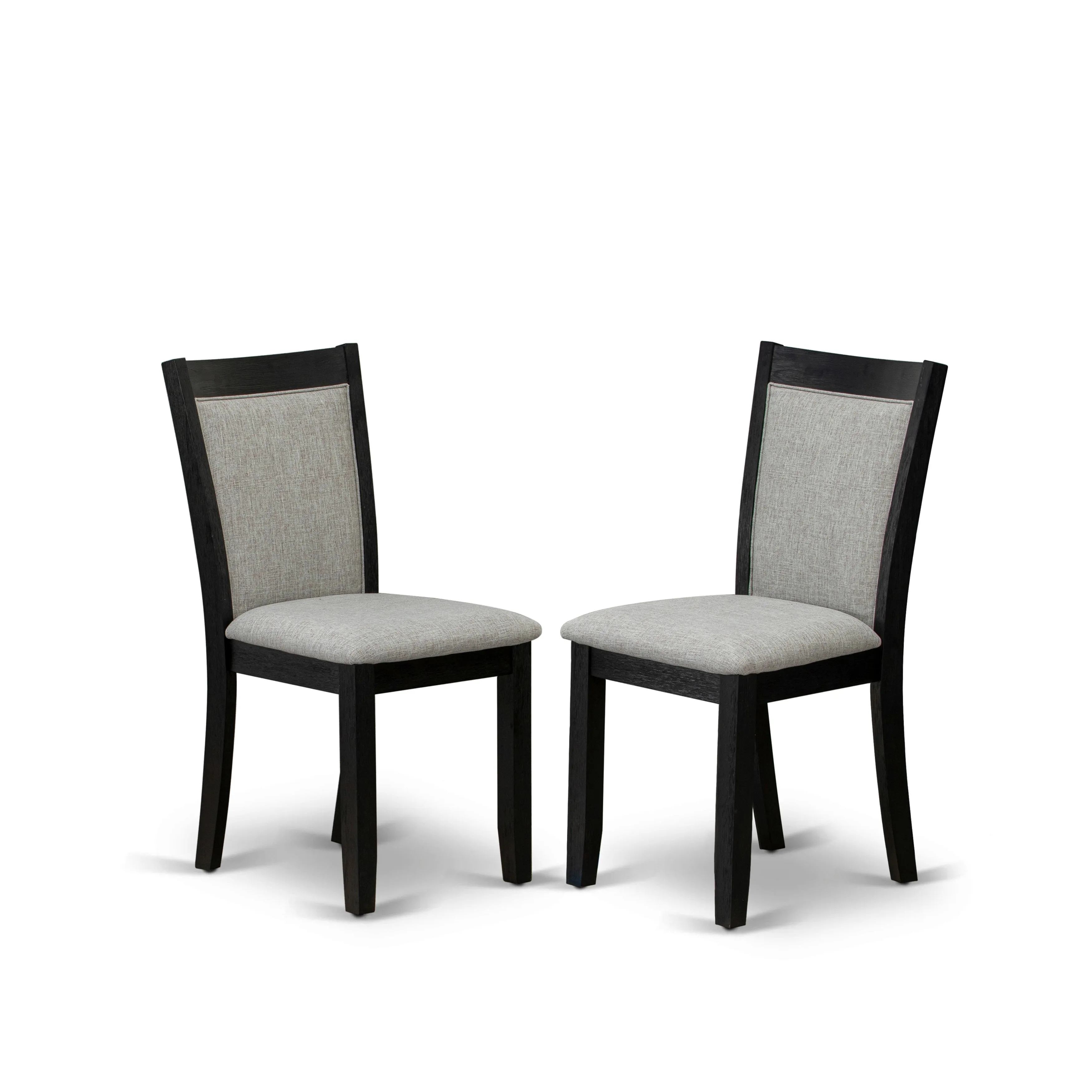 East West Furniture MZC6T06 Monza Parson Chairs - Shitake Linen Fabric Padded Dining Chairs, Set of 2, Wirebrushed Black