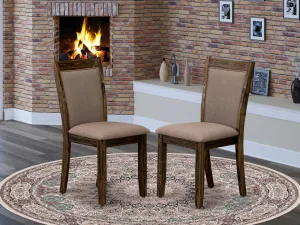 East West Furniture MZC7T48 Monza Parson Dining Chairs - Coffee Linen Fabric Padded Chairs, Set of 2, Distressed Jacobean