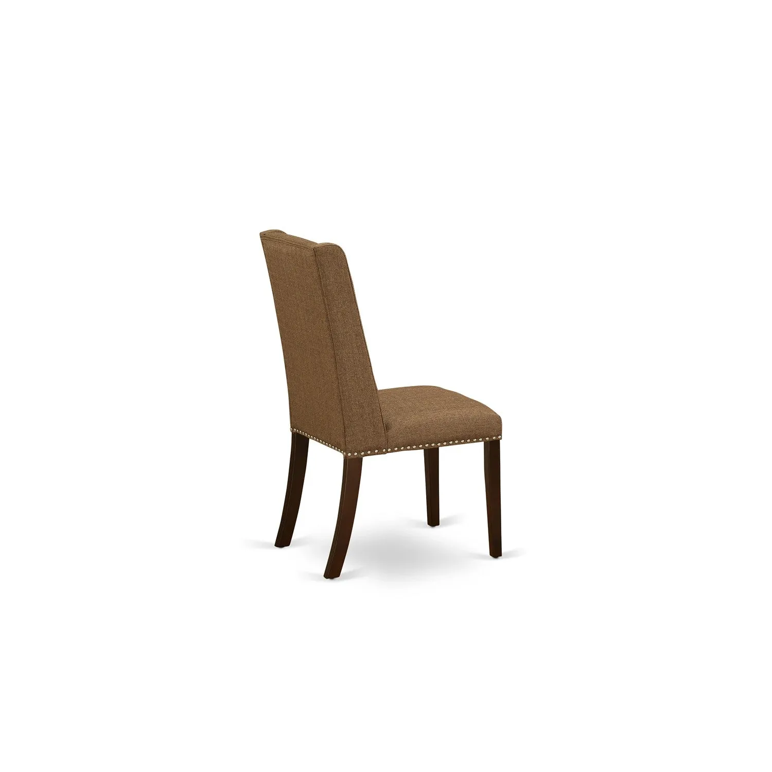 East West Furniture OXFL3-MAH-18 3 Piece Modern Dining Table Set Contains a Square Wooden Table and 2 Brown Linen Linen Fabric Upholstered Chairs, 36x36 Inch, Mahogany