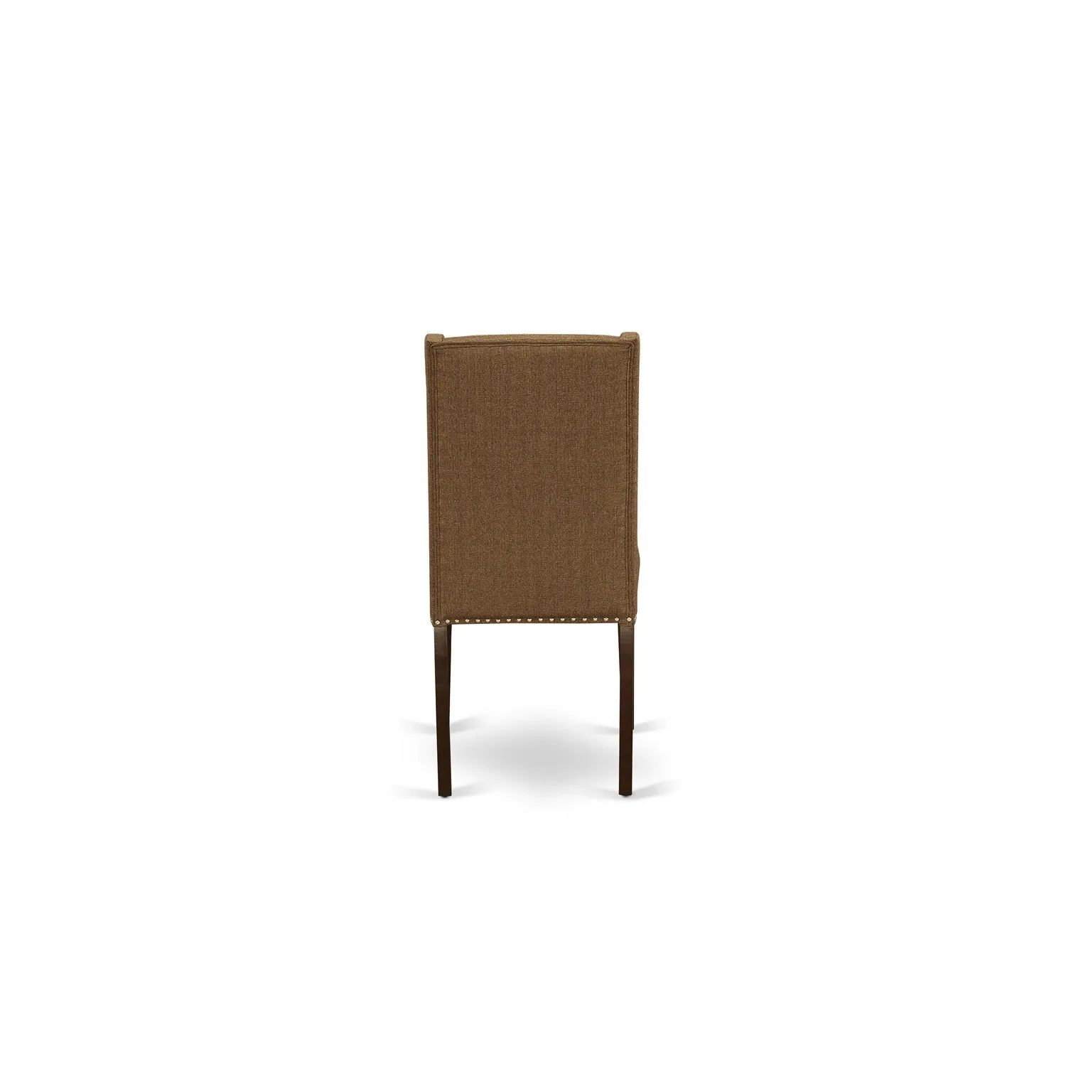 East West Furniture OXFL3-MAH-18 3 Piece Modern Dining Table Set Contains a Square Wooden Table and 2 Brown Linen Linen Fabric Upholstered Chairs, 36x36 Inch, Mahogany