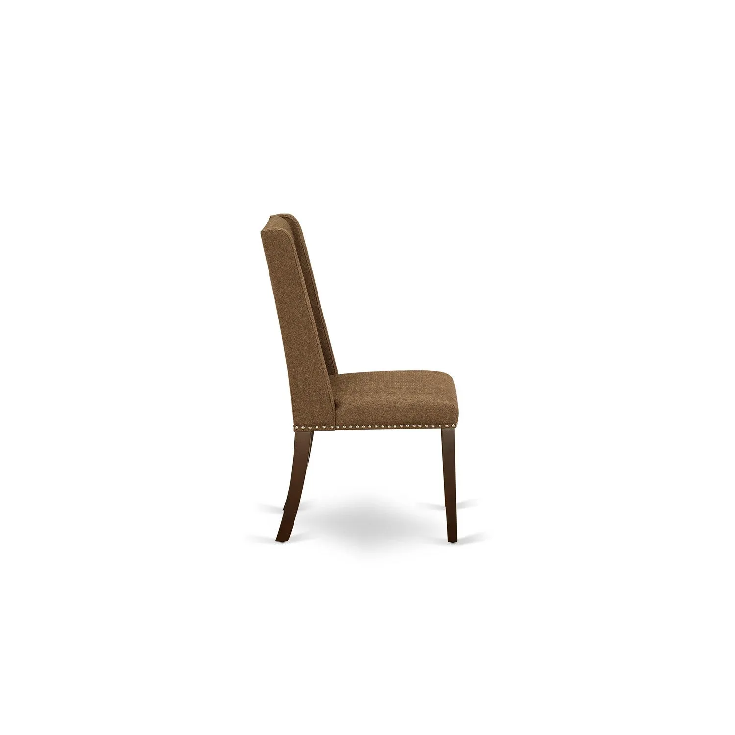 East West Furniture OXFL3-MAH-18 3 Piece Modern Dining Table Set Contains a Square Wooden Table and 2 Brown Linen Linen Fabric Upholstered Chairs, 36x36 Inch, Mahogany