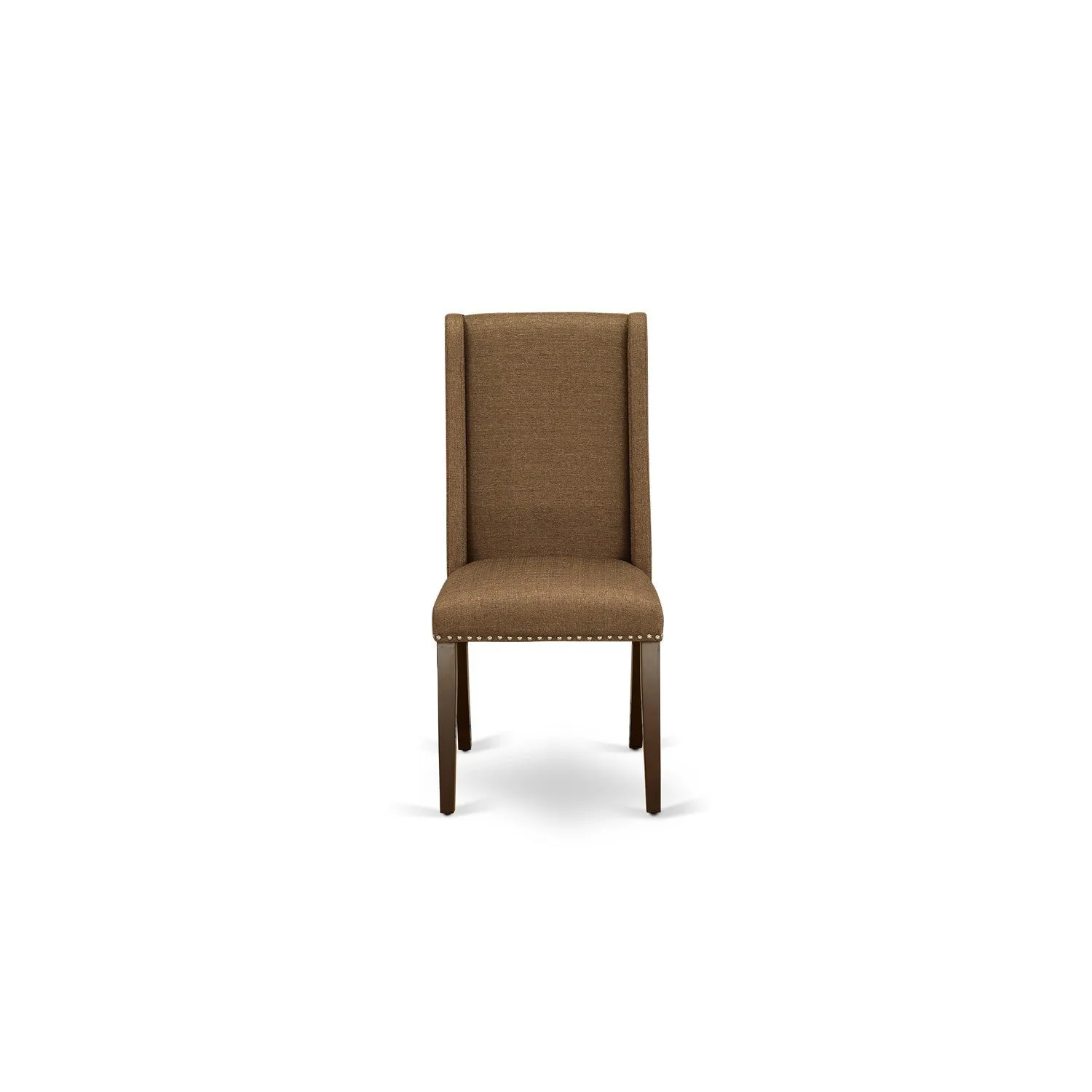 East West Furniture OXFL3-MAH-18 3 Piece Modern Dining Table Set Contains a Square Wooden Table and 2 Brown Linen Linen Fabric Upholstered Chairs, 36x36 Inch, Mahogany
