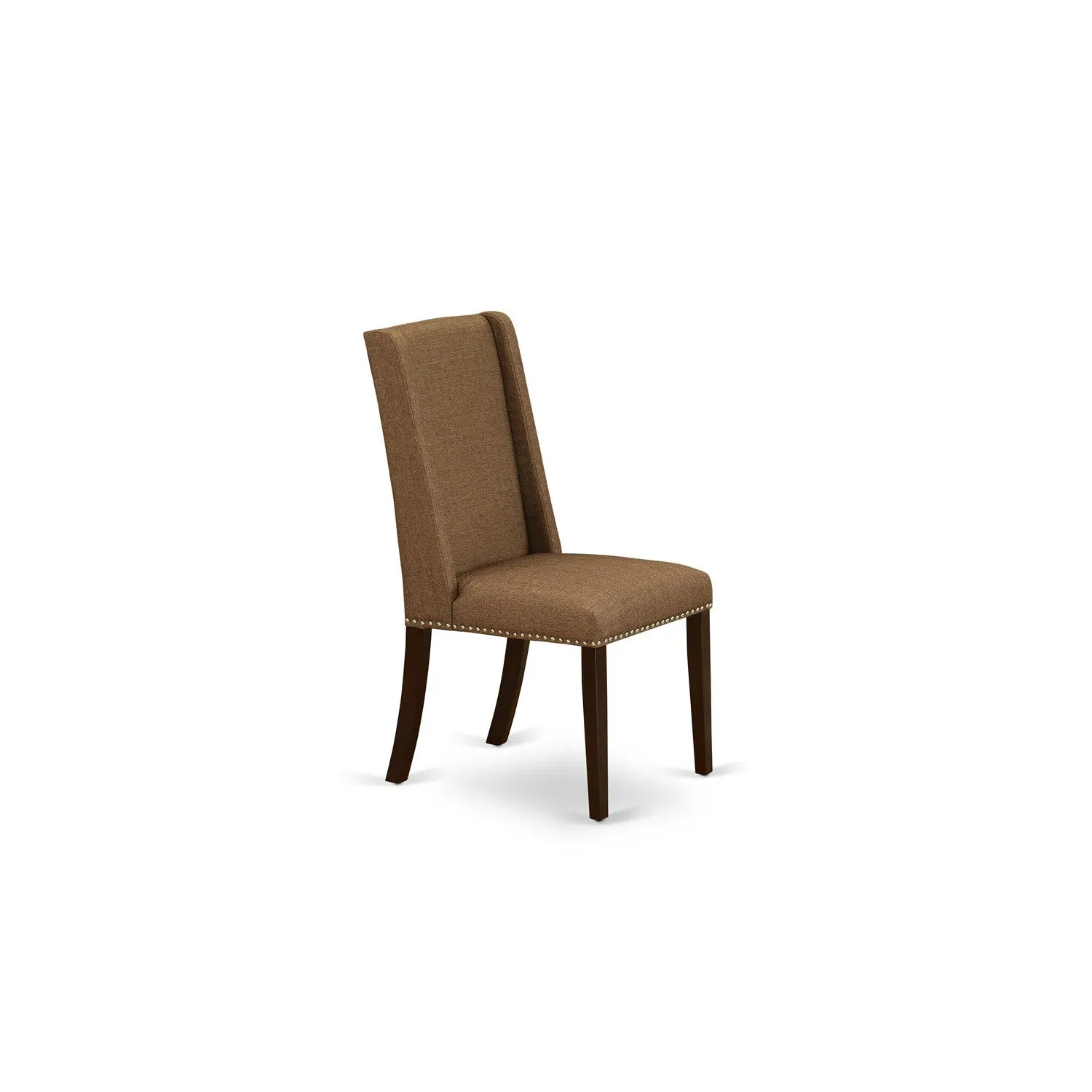 East West Furniture OXFL3-MAH-18 3 Piece Modern Dining Table Set Contains a Square Wooden Table and 2 Brown Linen Linen Fabric Upholstered Chairs, 36x36 Inch, Mahogany