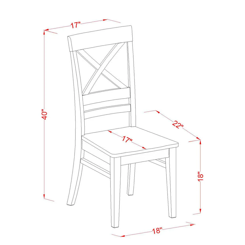 East West Furniture QUC-BLK-W Quincy Kitchen Dining Chairs - Cross Back Wooden Seat Chairs, Set of 2, Black & Cherry