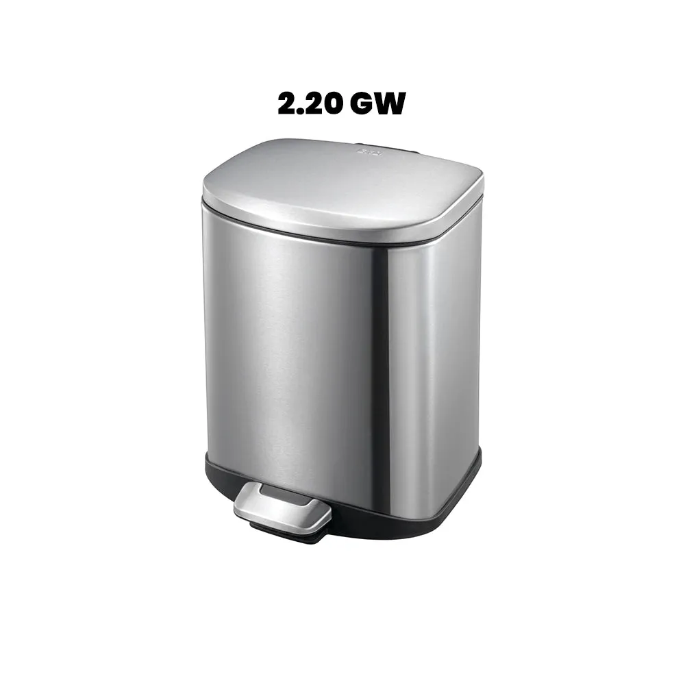 EKO Della Stainless Steel Rectangular Pedal Bin, 6-Liter