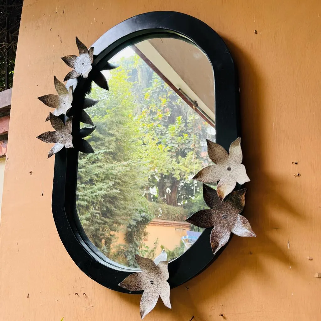 Floral mirror  with Metal Flowers : Aaina 12