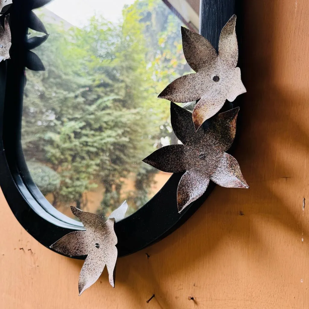 Floral mirror  with Metal Flowers : Aaina 12