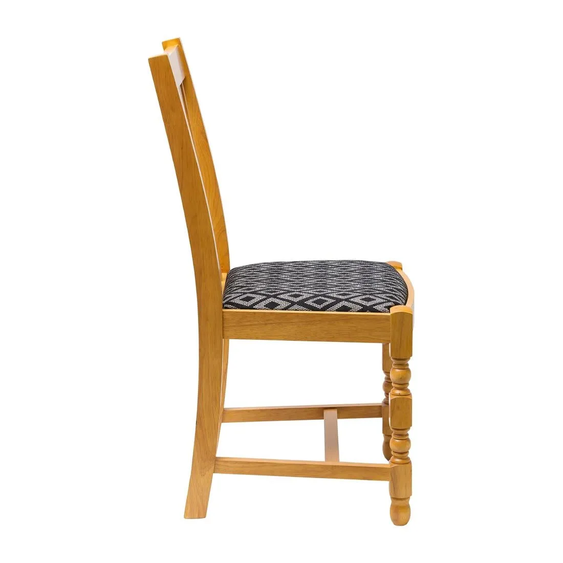 FT484 Mayfair Soft Oak High Back Dining Chair with Black Diamond Padded Seat (Pack of 2)