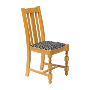 FT484 Mayfair Soft Oak High Back Dining Chair with Black Diamond Padded Seat (Pack of 2)