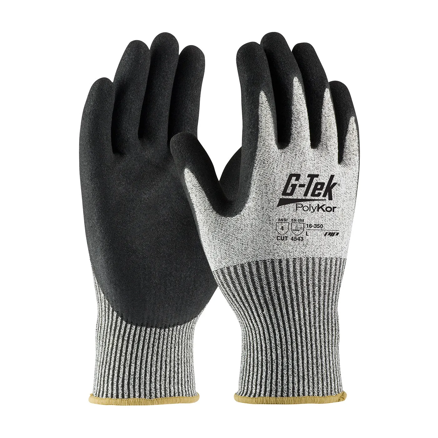 G-Tek PolyKor 16-350 Seamless Knit Double-Dipped Nitrile Coated MicroSurface Grip Cut Resistant Glove (One Dozen)
