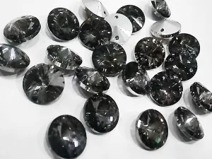 Gray Circular 2 Glass Stones with Pointed Back