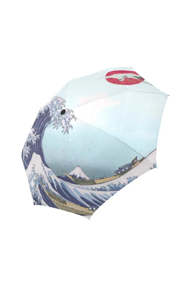 Great Wave & Crane in Sun Auto-Foldable Umbrella (Model U04)