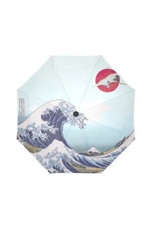 Great Wave & Crane in Sun Auto-Foldable Umbrella (Model U04)