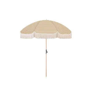 Gymkhana Boho Beach Outdoor Centre Pole Umbrella without Base, Tan Stripe, 200x257.8 cm