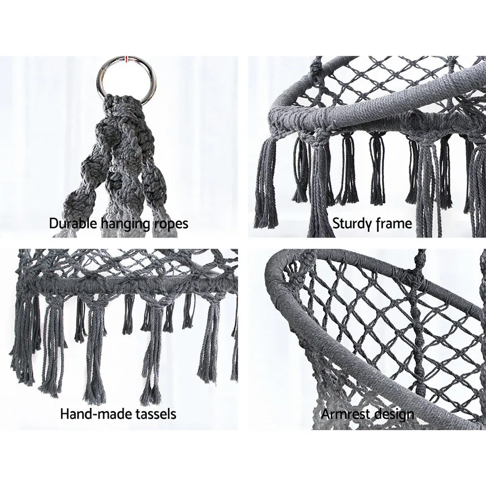 Hammock Chair Outdoor Hanging Macrame Cotton Indoor - Grey