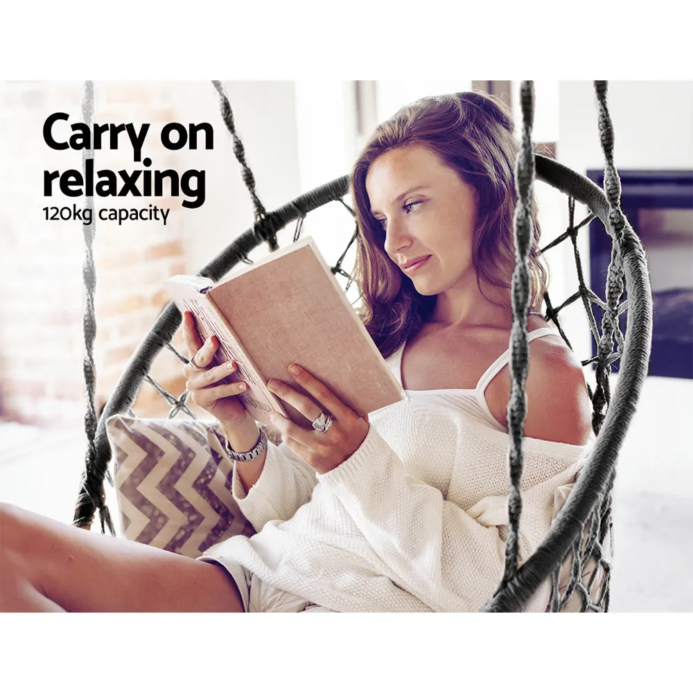 Hammock Chair Outdoor Hanging Macrame Cotton Indoor - Grey