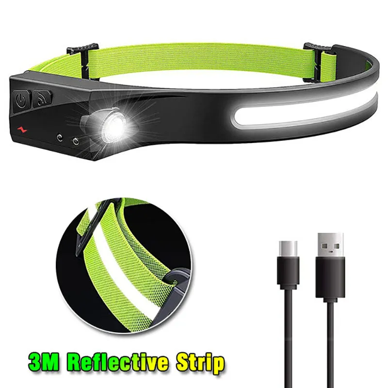 Head Lamp with Built-in Battery Flashlight USB Rechargeable Head Torch 5 Lighting Modes Head Light