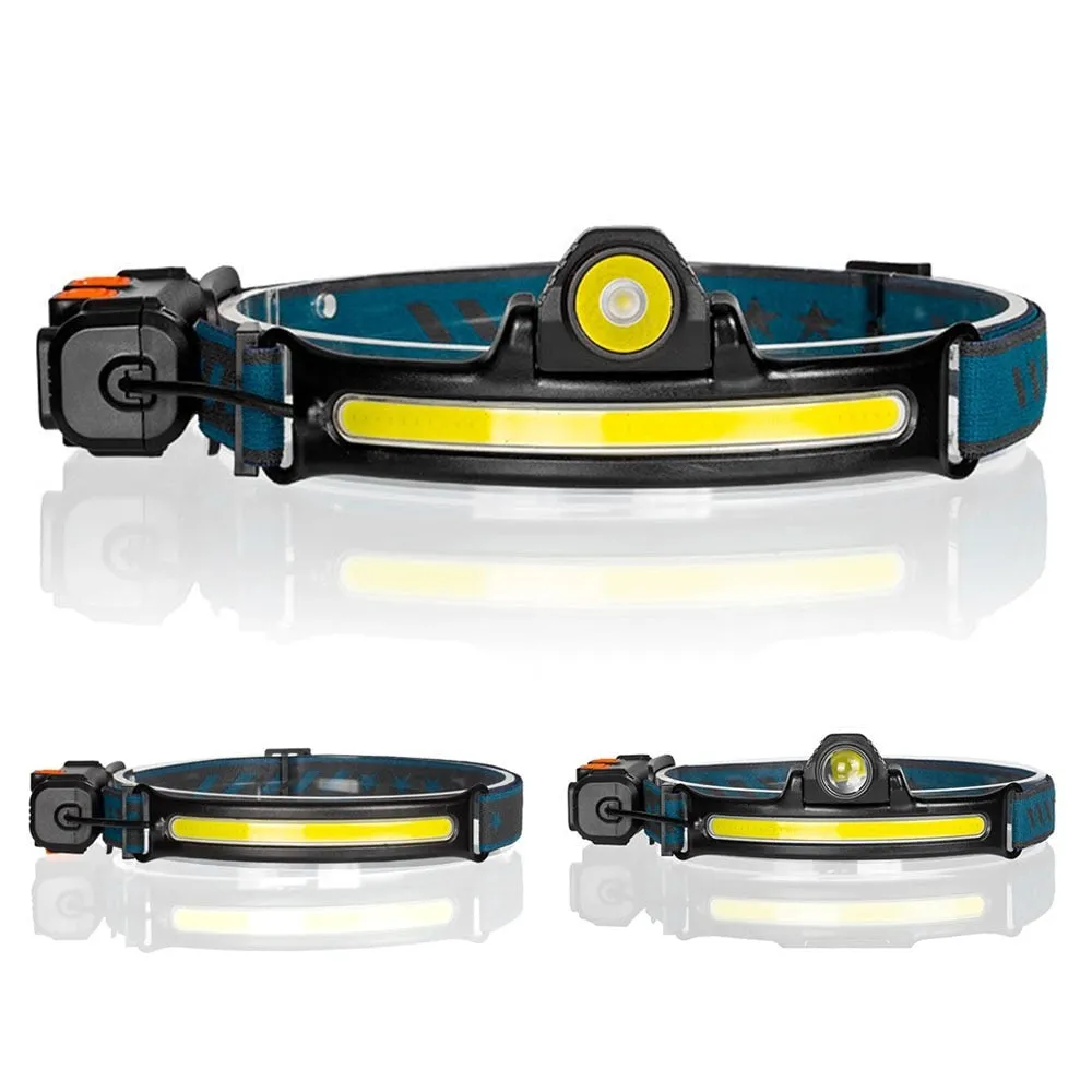 Headlamp XPG COB LED with Built-in Battery Flashlight USB Rechargeable 6 lighting Modes Head Torch
