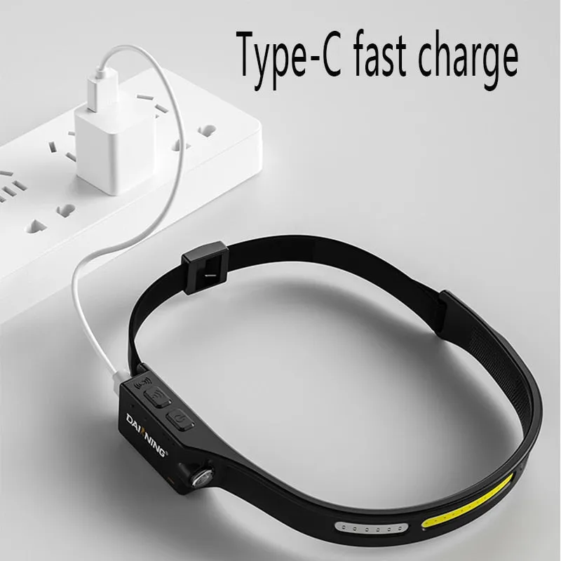 Headlamp XPG COB LED with Built-in Battery Flashlight USB Rechargeable 6 lighting Modes Head Torch