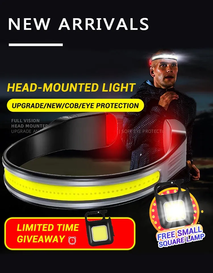 Headlamp XPG COB LED with Built-in Battery Flashlight USB Rechargeable 6 lighting Modes Head Torch