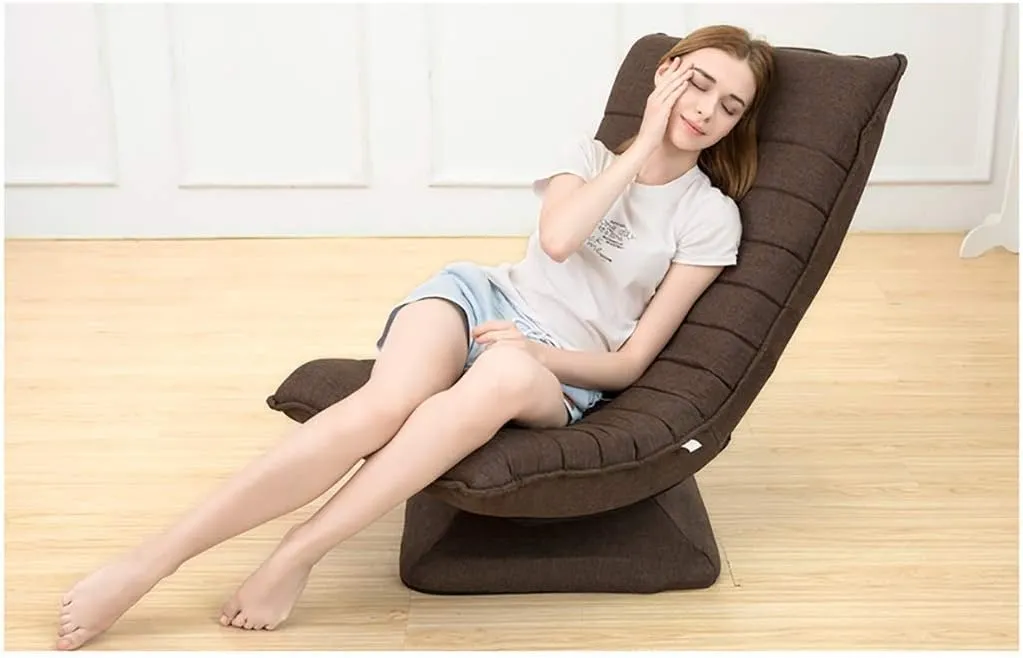 Kawachi Adjustable 5-Position Folding Recliner Floor Chair with 360 Degree Swivel- KAWY-4
