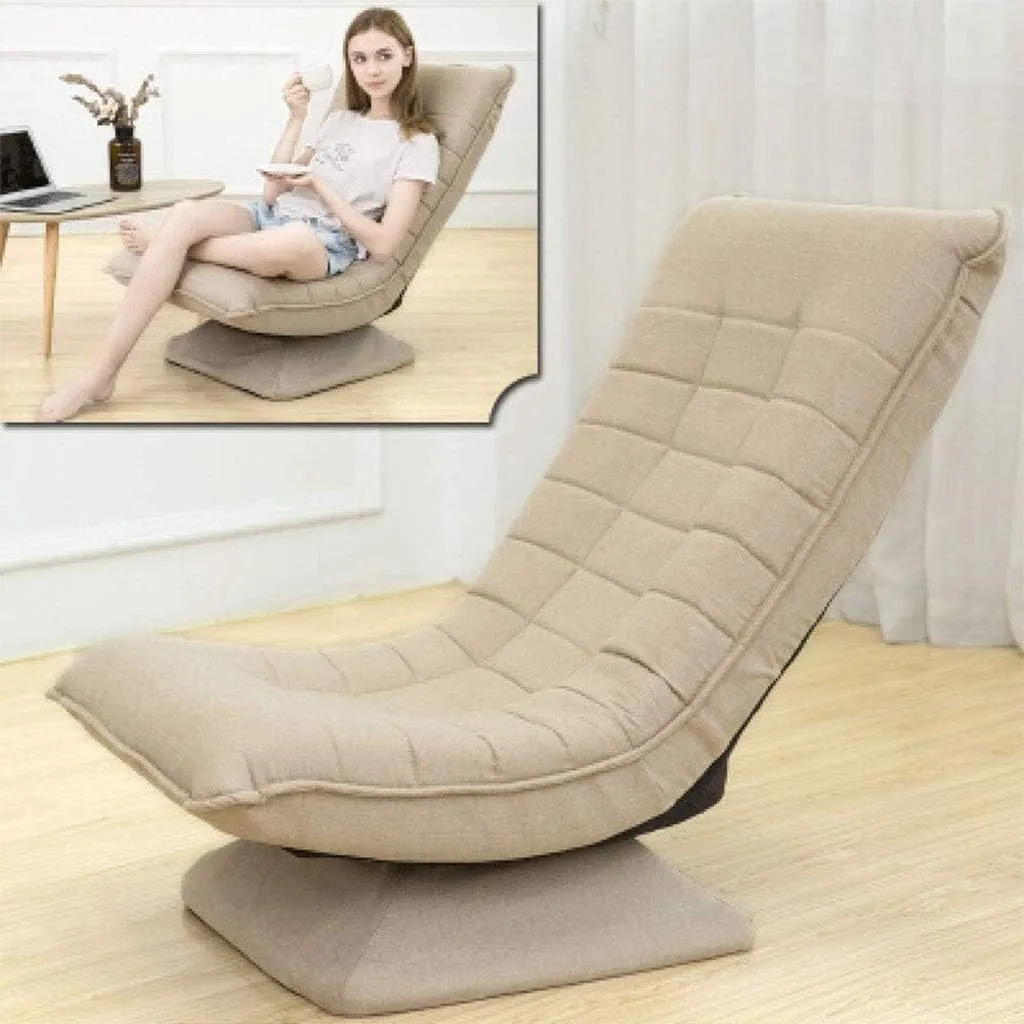 Kawachi Adjustable 5-Position Folding Recliner Floor Chair with 360 Degree Swivel- KAWY-4