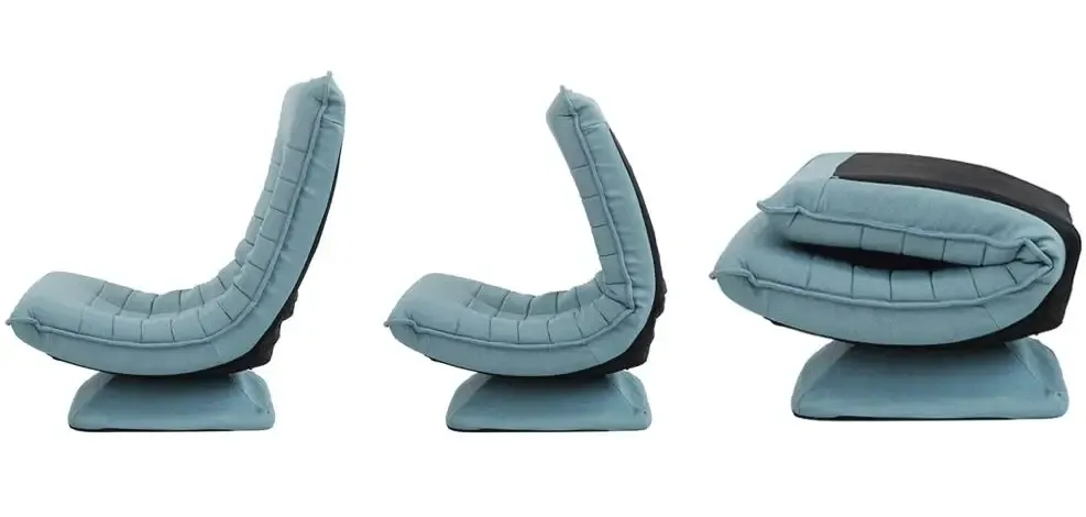 Kawachi Adjustable 5-Position Folding Recliner Floor Chair with 360 Degree Swivel- KAWY-4