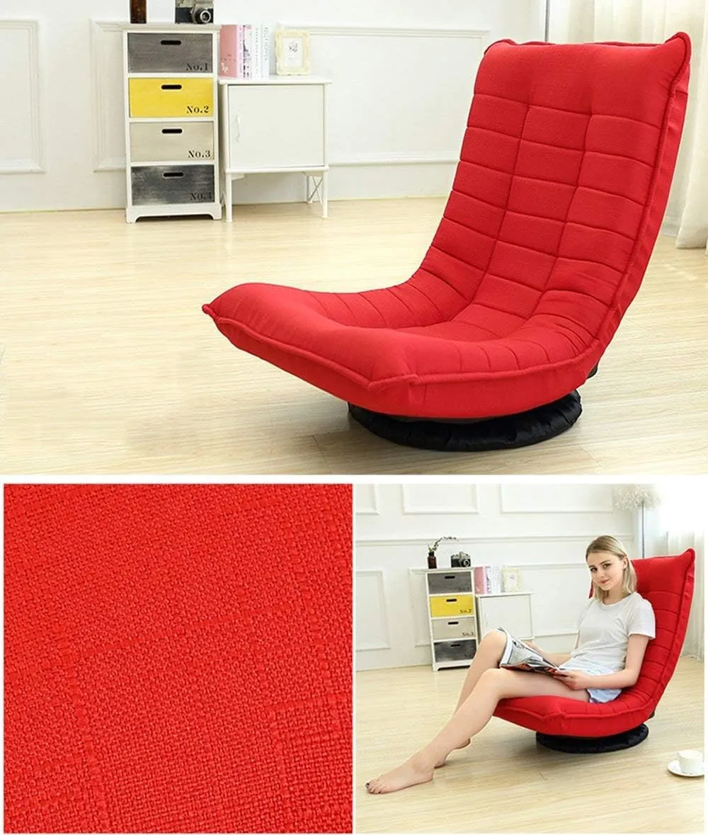 Kawachi Adjustable 5-Position Folding Recliner Floor Chair with 360 Degree Swivel- KAWY-4