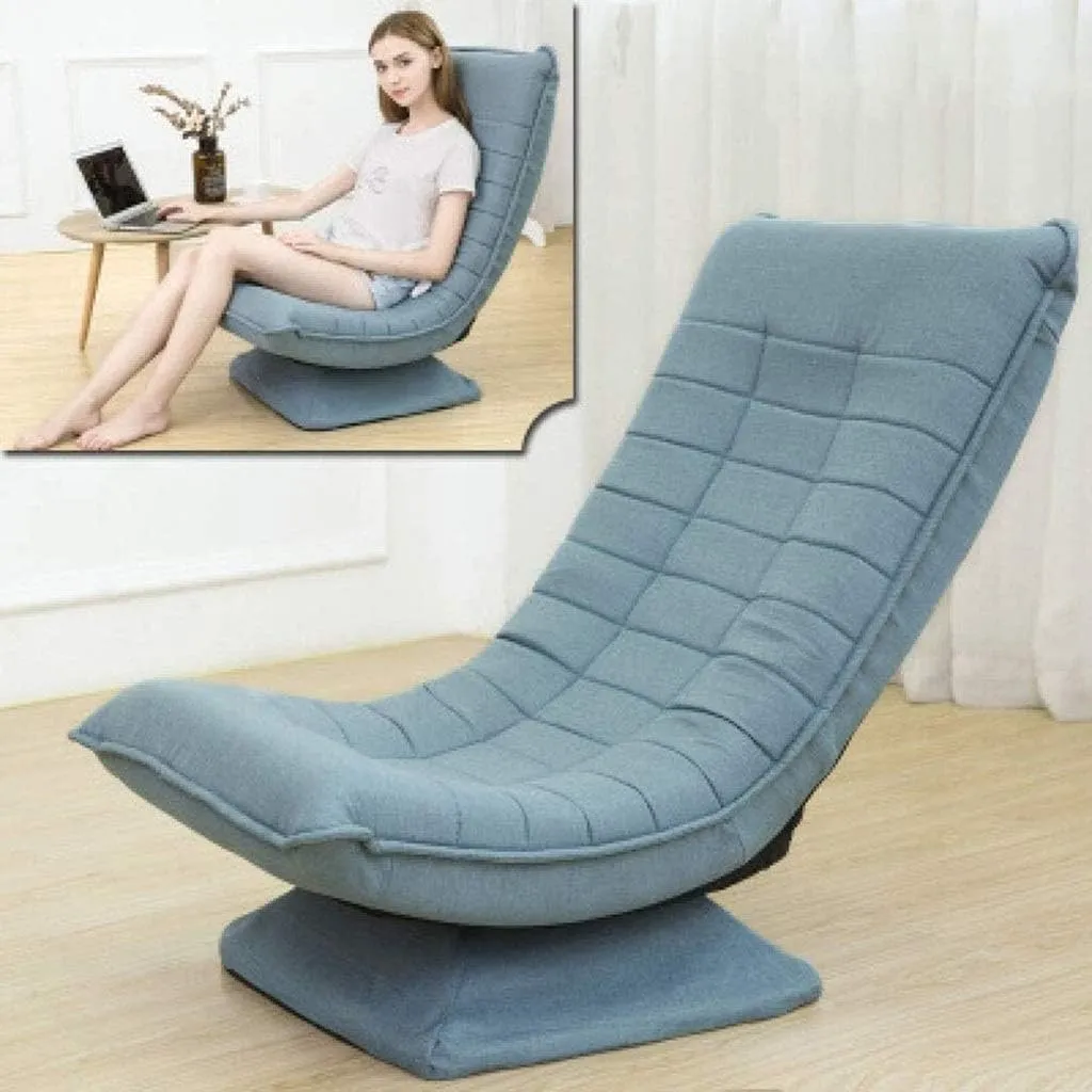 Kawachi Adjustable 5-Position Folding Recliner Floor Chair with 360 Degree Swivel- KAWY-4