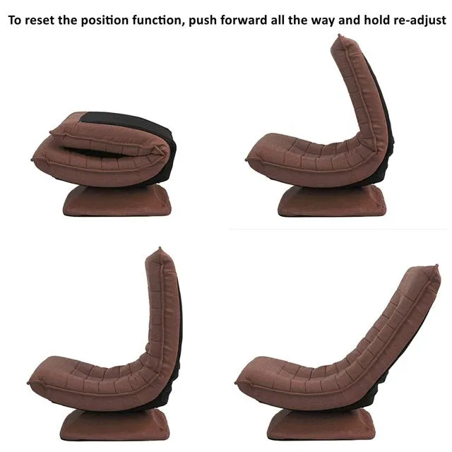 Kawachi Adjustable 5-Position Folding Recliner Floor Chair with 360 Degree Swivel- KAWY-4