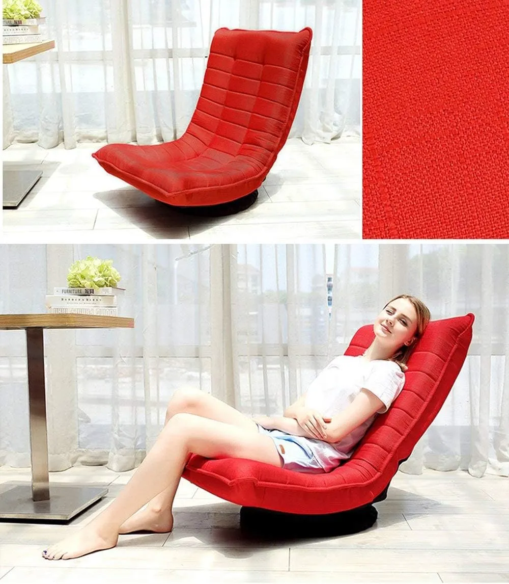 Kawachi Adjustable 5-Position Folding Recliner Floor Chair with 360 Degree Swivel- KAWY-4