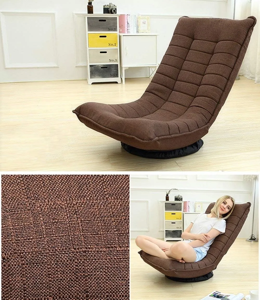 Kawachi Adjustable 5-Position Folding Recliner Floor Chair with 360 Degree Swivel- KAWY-4