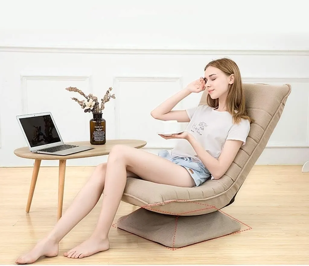 Kawachi Adjustable 5-Position Folding Recliner Floor Chair with 360 Degree Swivel- KAWY-4