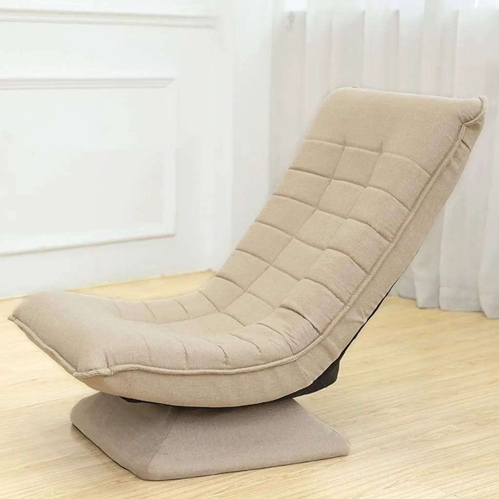 Kawachi Adjustable 5-Position Folding Recliner Floor Chair with 360 Degree Swivel- KAWY-4