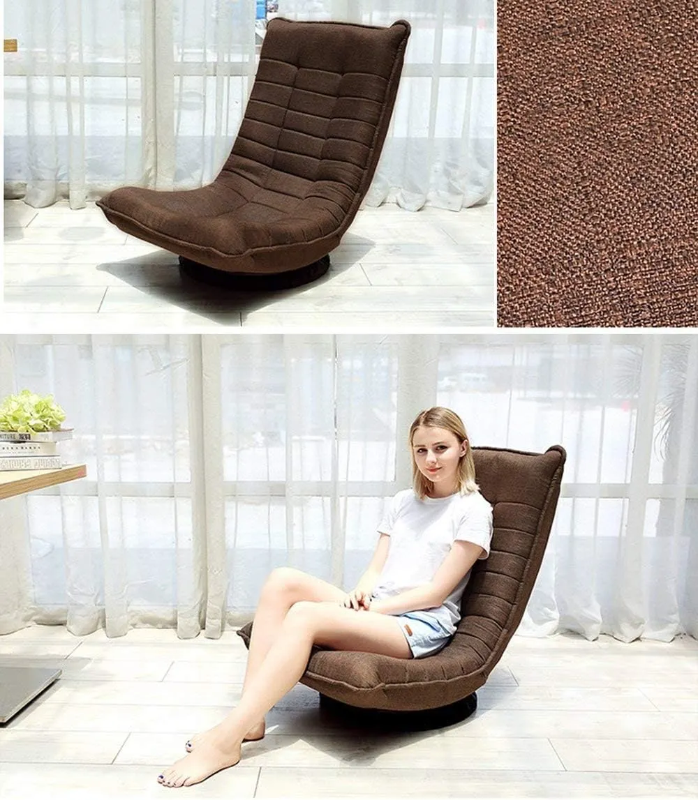 Kawachi Adjustable 5-Position Folding Recliner Floor Chair with 360 Degree Swivel- KAWY-4
